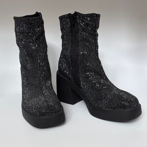 Elegant Black Glitter Ankle Boots